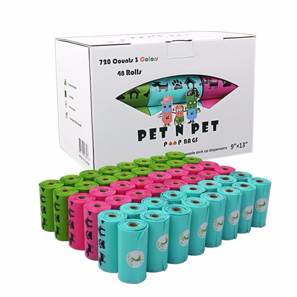 Biodegradable Dog Poop Bags Earth-Friendly 18/48 Rolls 270/720 Counts Blue Green Pink Lavender Scented Garbage Bag Cat Waste Bag